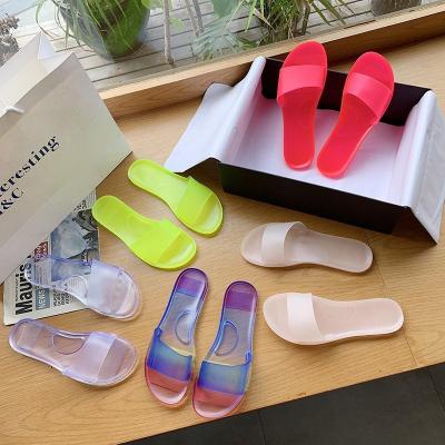 China Trendy Women Jelly Sandals Cheap Home Flat Slipper Terlik Fashion Trend PU Flat Slippers for sale