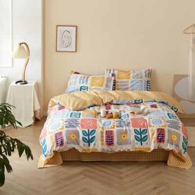 China Anti-static Home Textile 3 Pieces Cotton 100% Korean Bedding Set Full Set Comforter Cover for sale