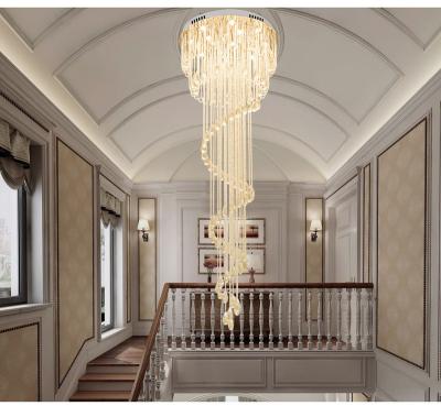 China 2022 new design modern decor modern luxury clear crystal led lamp stair pendant light for sale