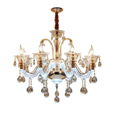 China Modern 8 Head Art Deco Antique Brass Designer Style Chandelier Price Residential Crystal Luxury for sale