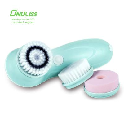 China Acne Treatment 3 in 1 Massager Waterproof Smart Detergent Face Care Beauty Facial Cleansing Brush for sale