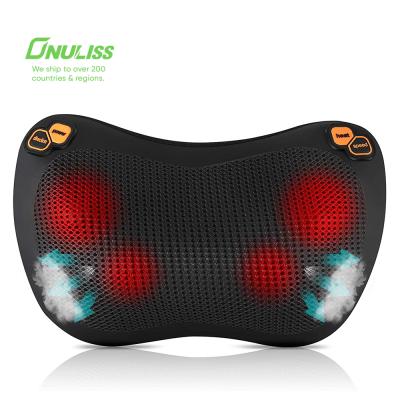 China Private Label Shiatsu Massager Deep-Kneading Back Pillow 4 Shiatsu Nodes Electric Neck Shoulder Massager Pillow with Heat for sale