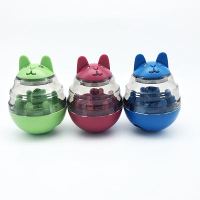 China Slow Ball Dog Cat Toy Pet Food Driver Pet Toy Dispenser Viable Interactive Dispensing Plastic Ball for sale