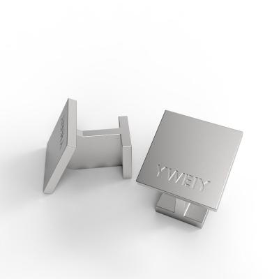 China Luxury Plain Stainless Steel Square Cufflinks With Beveled Edges Satin Finished for sale