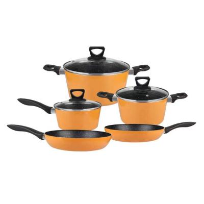 China Viable 5 in 1 gift cooking pot set nonstick cookware with double thickened bottom including skillet milk casserole casserole for sale