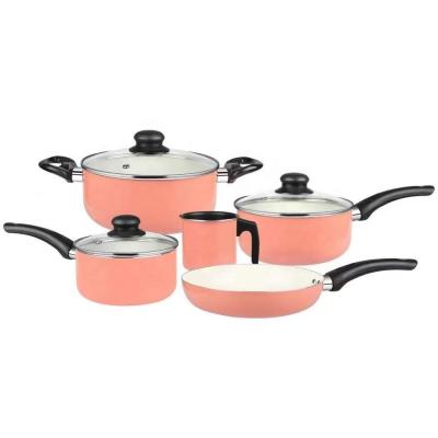 China Viable smokeless non-stick pan with thickened double bottom pan milk pan 5 pieces gift pot set for sale