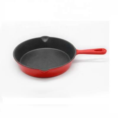 China General use for gas and induction cooker mini thai 16cm cast iron round fry pan cookware skillte flat bottom enamel pan for sale