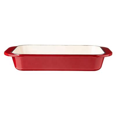 China Square Red Rectangle Casserole Cast Iron Roasting Pan Disposable Customized Enameled Cast Iron Loaf Pan for sale