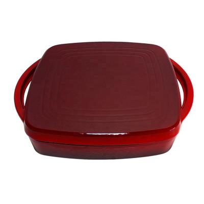 China General use for gas cast iron and induction cooker customized enamel cookware sets cast iron enameled 2in1 skillet and frying pan mold for sale