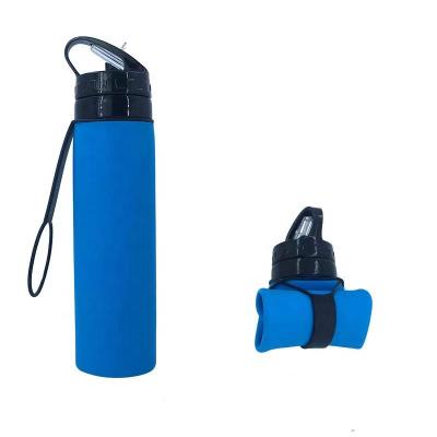 China Food Grade Silicone Viable Creative Folding Sports Water Bottle With Lanyard Outdoor Portable Sports Water Bottle Water Customizable Cu for sale