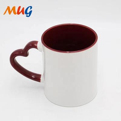 China Durable Heart Shaped Heat Transfer Coated Flower Mug Home Office Mug Roasted Universal for sale