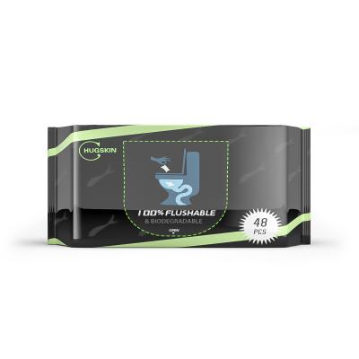 China Eco-Friendly Biodegradable Toliet Wet Paper Organic Unscented Flushable Wet Wipes for sale