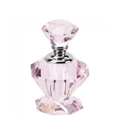 China Good Quality Crystal Oil Bottle Pink Ladies Crystal Perfume Bottle Rose Household Attar for sale