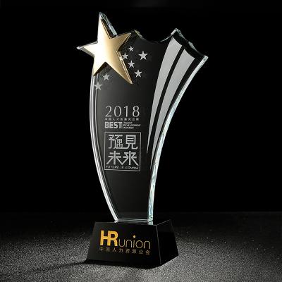 China Europe Customized Design Crystal Star Trophy Award With Black Crystal Base Wholesale for sale