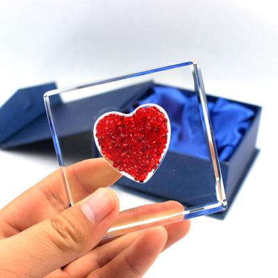 China Red Heart Crystal Gifts For Wedding Crystal Wedding Gifts For Newly Married Couples WA007 for sale