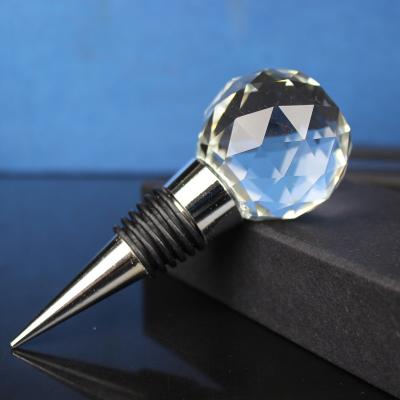 China Cheap Crystal Crafts Wholesale Europe Small Crystal Ball Faceted Champagne Wine Bottle Stopper for sale