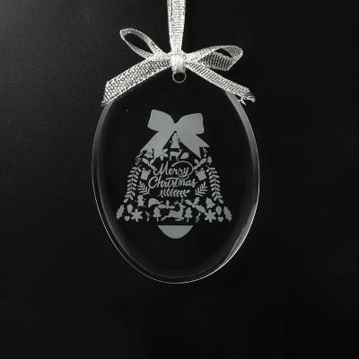 China Europe Oval Empty Engraving Belved Crystal Ornament Hanging Glass Ornament for sale