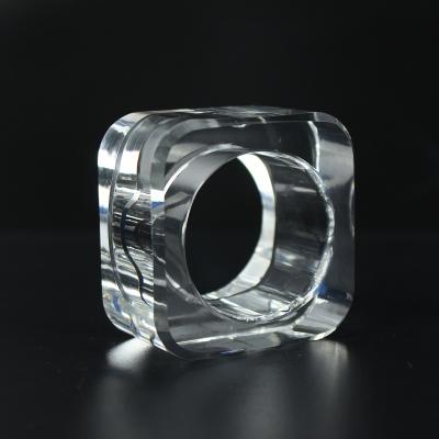 China Crystal Optical Transparent Crystal Square Napkin Holder Wedding Napkin Rings Hotel Party Decoration for sale