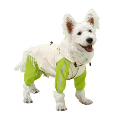 China Reflector impermeable para perros de mascotas con cuatro pies Ropa de lluvia con sombrero para animales pequeños en venta