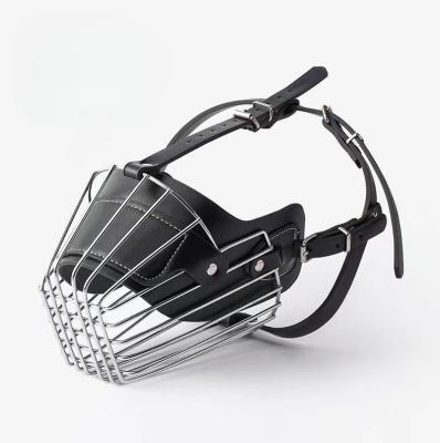 China Adjustable Metal Wire Basket Dog Muzzle for Large Medium Breeds Breathable Comfortable for sale