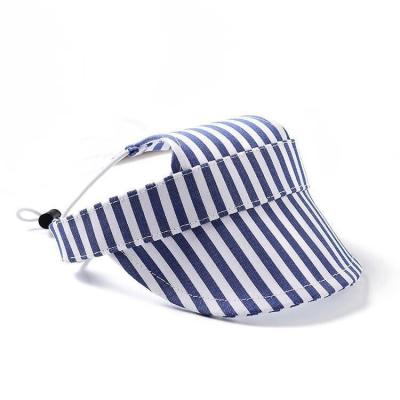 China Striped Dog Sun Hat Adjustable Dog Sports Cap for Puppies Small Dogs Cotton Pet Hat for sale