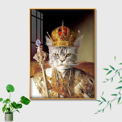 China Pet Portrait Wall Art in Custom Aluminum Alloy Frame for Living Room Spoof Cat Mural for sale