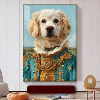 China Dogs Cats Pet Portrait Customized Aluminum Alloy Frame Multiple Pets Decorative Painting for sale