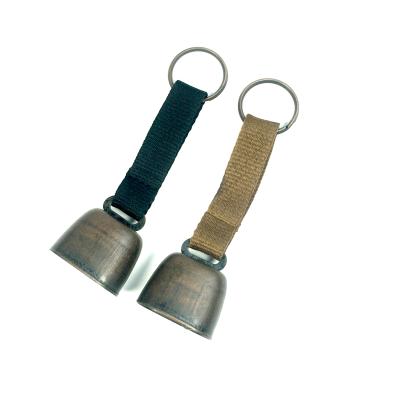 China 120mm*35mm Outdoor Camping Metal Cowbell met handvat en gebreide klokken Te koop