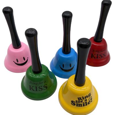 China Metal Bell for Calling Kiss Wake Up Handle Bell Table Bell School Meal Bell for sale