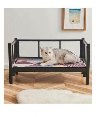 China Pet Mattress Not Included Moisture Proof Metal Elevated Dog Bed Rattan Dog Cat Bed for sale