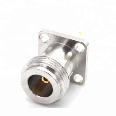 China Microwave N Straight Female Connector 4 Holes Flange For PCB Mount for sale