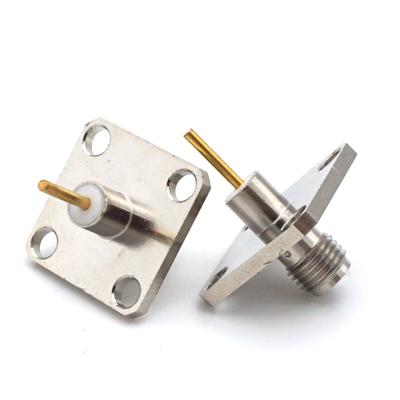 China Female 4 Holes Coaxial RF Jack Receptacle RF SMA Stable Flange Connector for sale