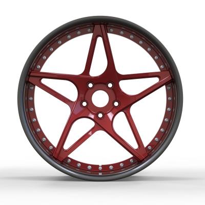 China Black and red aluminum alloy customization surface machine automobile modification fashion rim forged passenger car wheels for sale