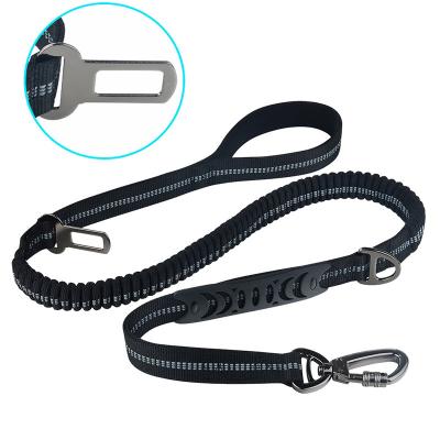 China Lights Nylon Tactical Dog Harness Car Seat Belt For Dog Leash Safety Adjustable Damping Elastic Reflective Rope For Pet Cat Supplies for sale