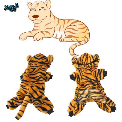 China XYF Viable Dog Clothes Transformation Dress Coral Fleece Pet Hooded Sweater Tiger Shaped Dogs Outing Coat Quadruped Cat Clothes for sale