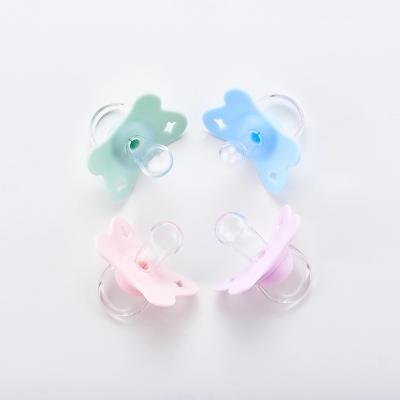 China Newborn Infant Flat Round Head Soother High Quality Silicone Pacifier Baby Girls Boy Baby Dummy Nipples for sale