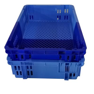 China Strong Collapsible Upright Plastic Crates Baskets Reusable Fruit Side Box Crate for sale