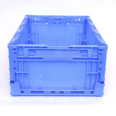 China Solid Blue Folding Plastic Crate Fruit Box Collapsible Plastic Crate Box for sale