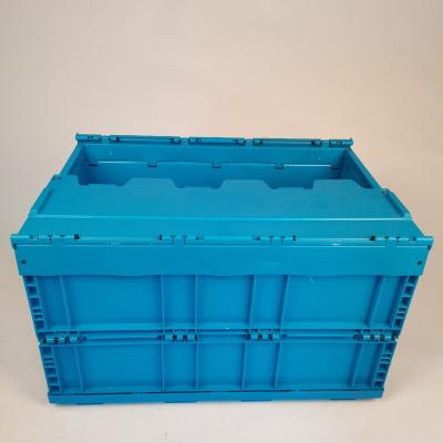 China Blue Solid Box Turnover Box Logistics Plastic Case Folding Plastic Box With Lid for sale