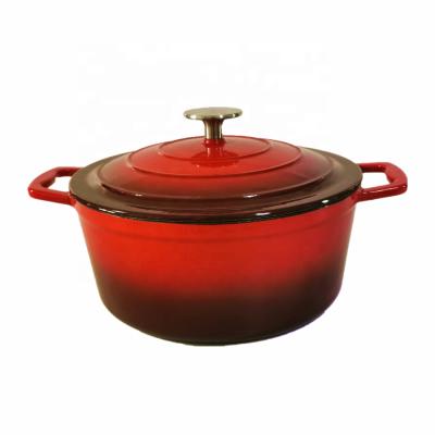 China 26cm Sustainable Gradient Red Enameled Cast Iron Casserole Cookware for sale