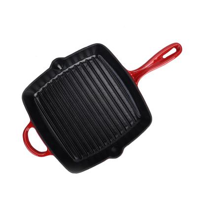 China Sustainable Enameled Cast Iron Non Stick Grill Pans With Handle For Amazon for sale