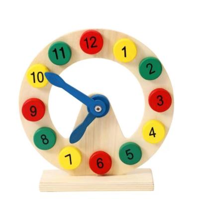 China Children's Learing Toys Hot Selling Kids Wooden Puzzle Set Toys Learn numbers and time wooden clock puzzle alarm clock educational toy for sale