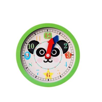 China Safety Children's Education Green Wooden Red Panda Wall Clock Family Classroom Kindergarten School Decoration Children's Room Teaching for sale