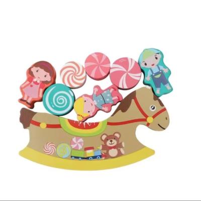 China Eductional Kid Toys Best selling series new kids wooden toys colorful educational pirate ship cartoon animals fruit balance jigsaw puzzle game for sale