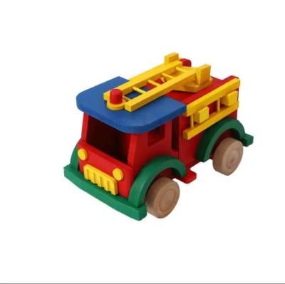 China Earlier Education New fashion kids wooden mini toy fire truck wooden vehicle kids set for sale