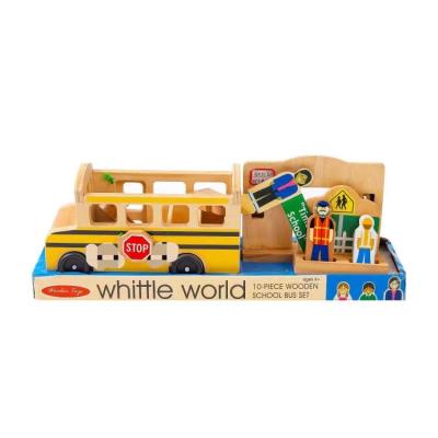 China Modern High quality classic solid wood school bus wooden  for kids with smooth rolling wheels for sale