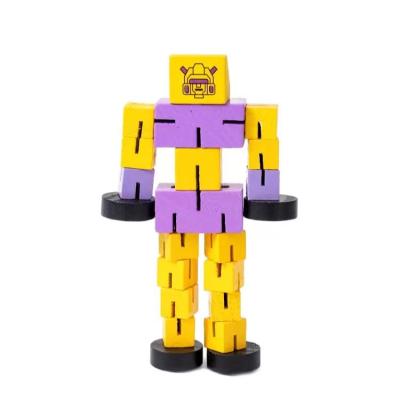 China Safety However, deformation children's intellectual intelligent robot toy wooden cube robot three-dimensional children's educational to for sale