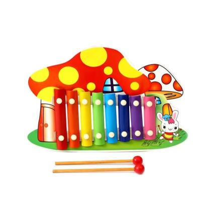 China Safety High quality wooden house mushroom shape hand banging music piano toy new design cute kids educational percussion instrument set for sale