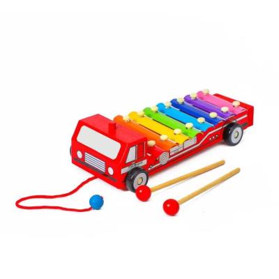 China Earlier Education Wooden children educational toys fire truck player beating music toys ... for sale