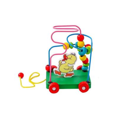 China Plywood Hot sale smart wooden kindergarten early education toys big beads roller coaster splicing game block educational toys for sale